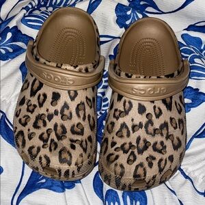 Leopard Print Crocs Size 9